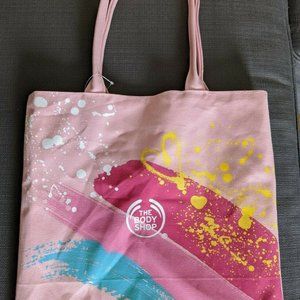 The Body Shop Pink Canvas Paint strokes Tote Bag N